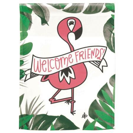 RECINTO 13 x 18 in. Flamingo Welcome Friends Printed Garden Flag RE3463358